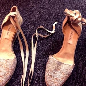 Authentic Calvin Klein Lace Shoes Sexy Fierce Wedg